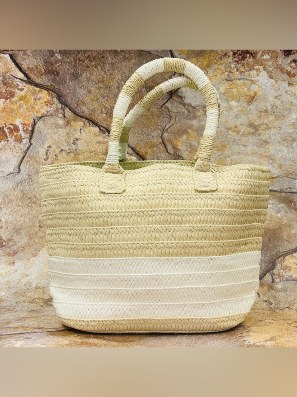 Altru Made For Good Two‑Tone Straw Tote – Woven Beach & Market Bag Eco‑Friendly